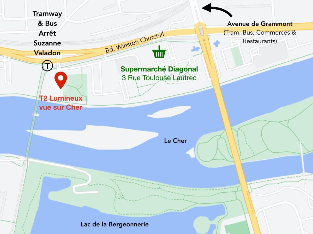 T2 Lumineux Vue Sur Cher, 8Mn Gare & Centre ตูร์ ภายนอก รูปภาพ